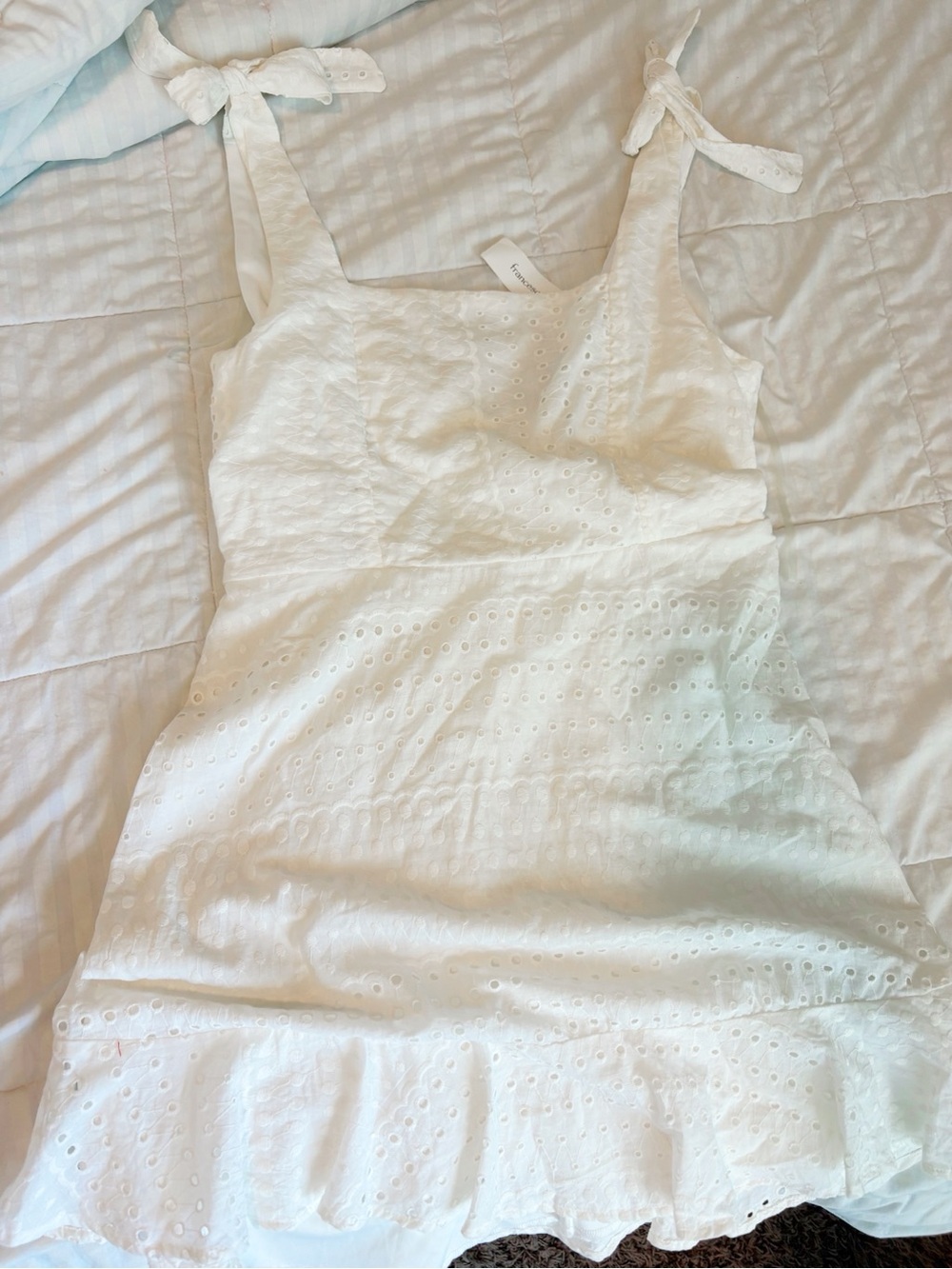 Juniors White Eyelet Tie-Strap Sundress